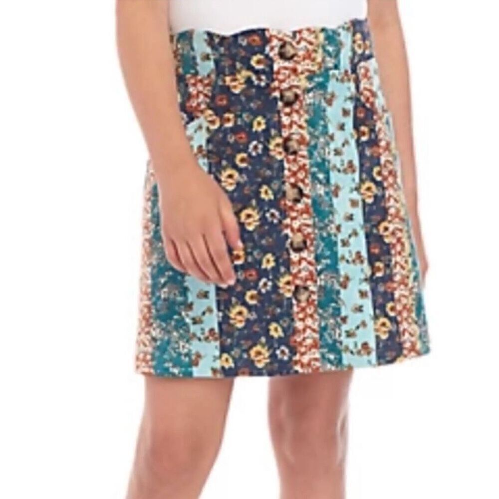 IZ Amy Byer Girls Corduroy Floral‎ Skirt | L